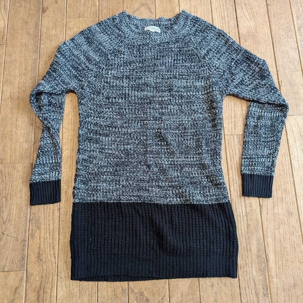 Juniors Poof Excellence Black and Gray Long Sleeve Sweater Dress Size Medium